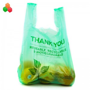 Rollo de bolsa de compras de basura plástica pe + d2w biodegradable no tóxico 100% compostable